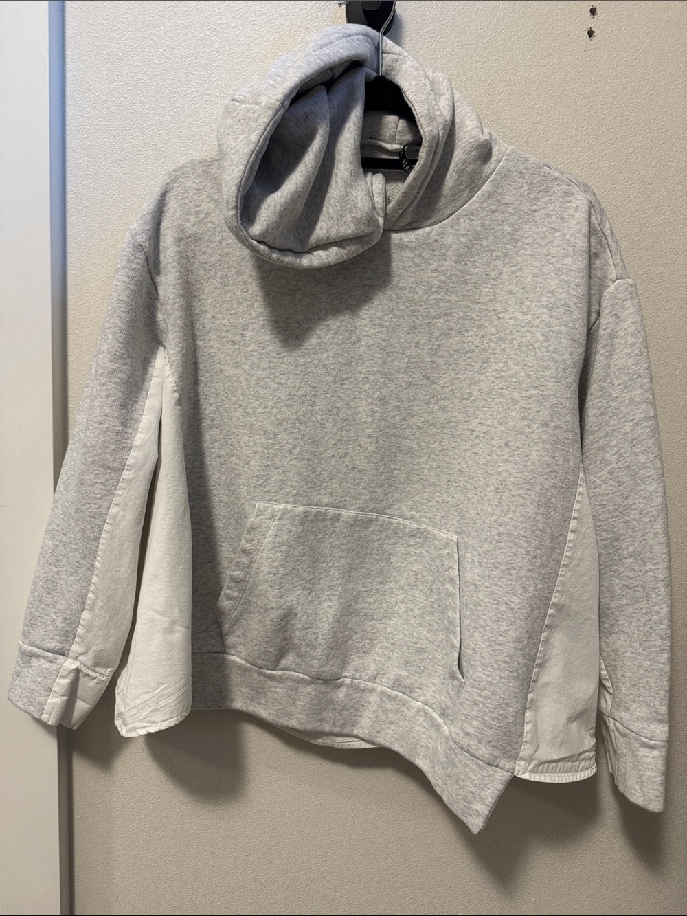 Zara Hybrid Hoodie Sweatshirt – Size Small | Heather Grey/White